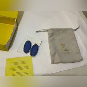 Kendra Scott NWT Elle EARRINGS  Blue Gold Tone Signed w/‎ gift bag